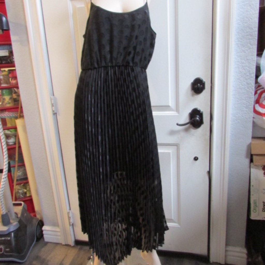 All Saints Lela Dott Black Shear Spaghetti Strap Maxi Dress Sz